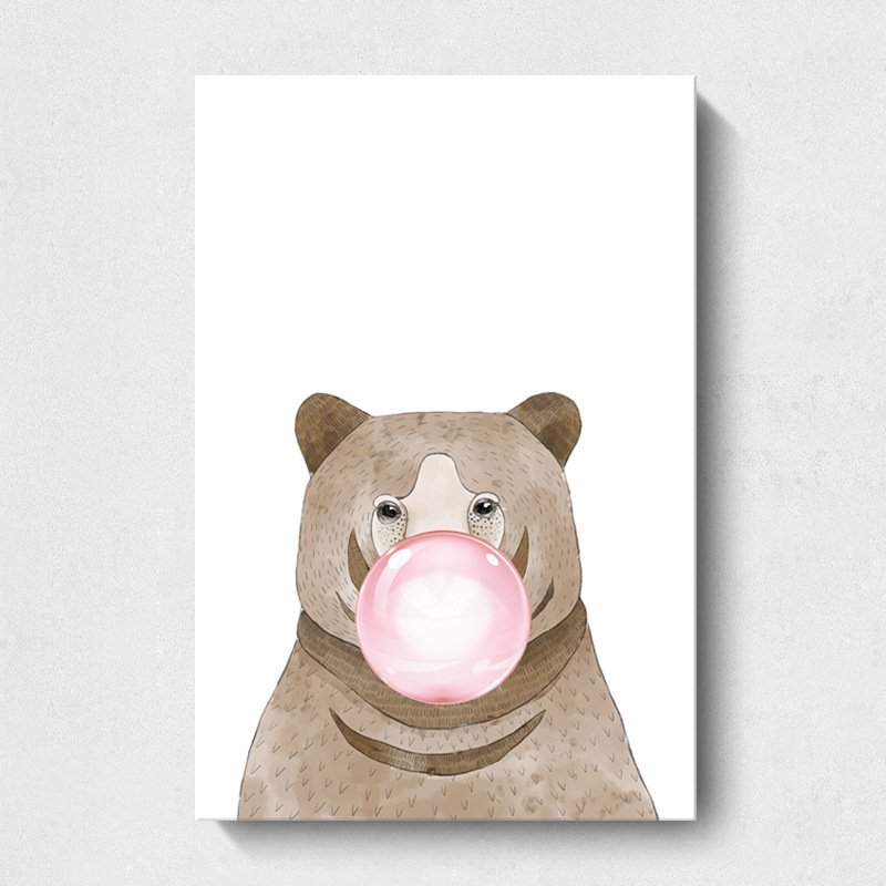 動物繪彩泡泡無框掛畫