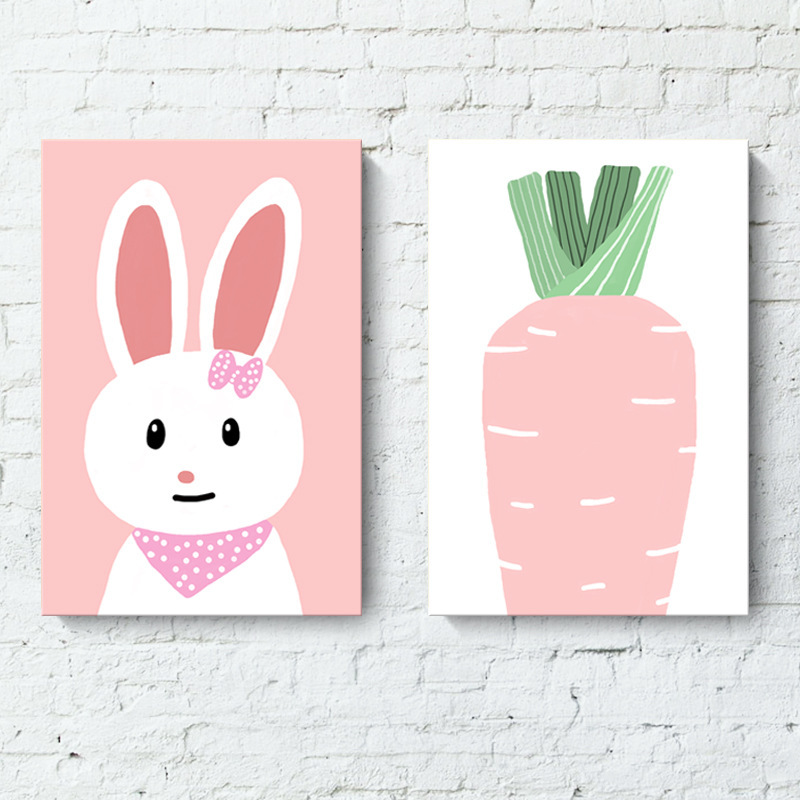 兔子與蘿蔔無框掛畫