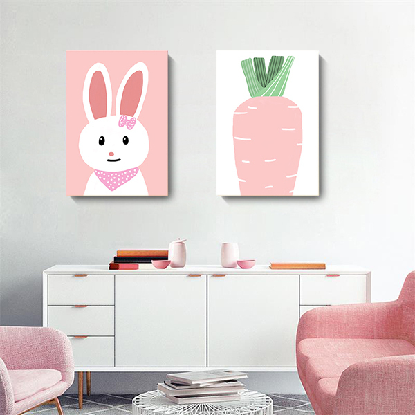 兔子與蘿蔔無框掛畫