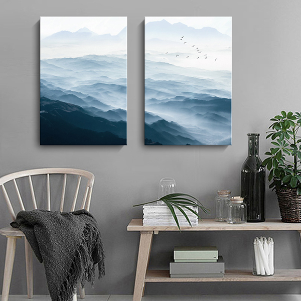 雲海飛鳥無框掛畫