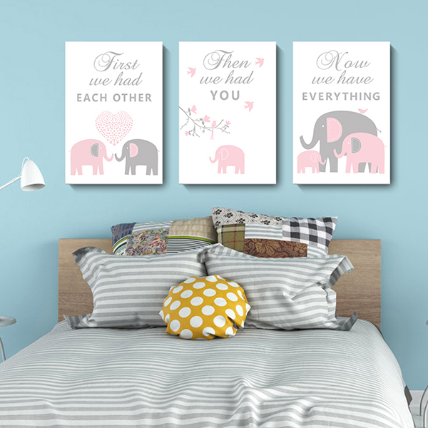 溫馨象一家無框掛畫