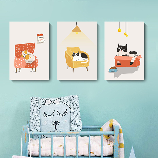 慵懶貓兒無框掛畫