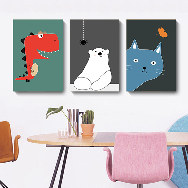 卡通動物無框掛畫