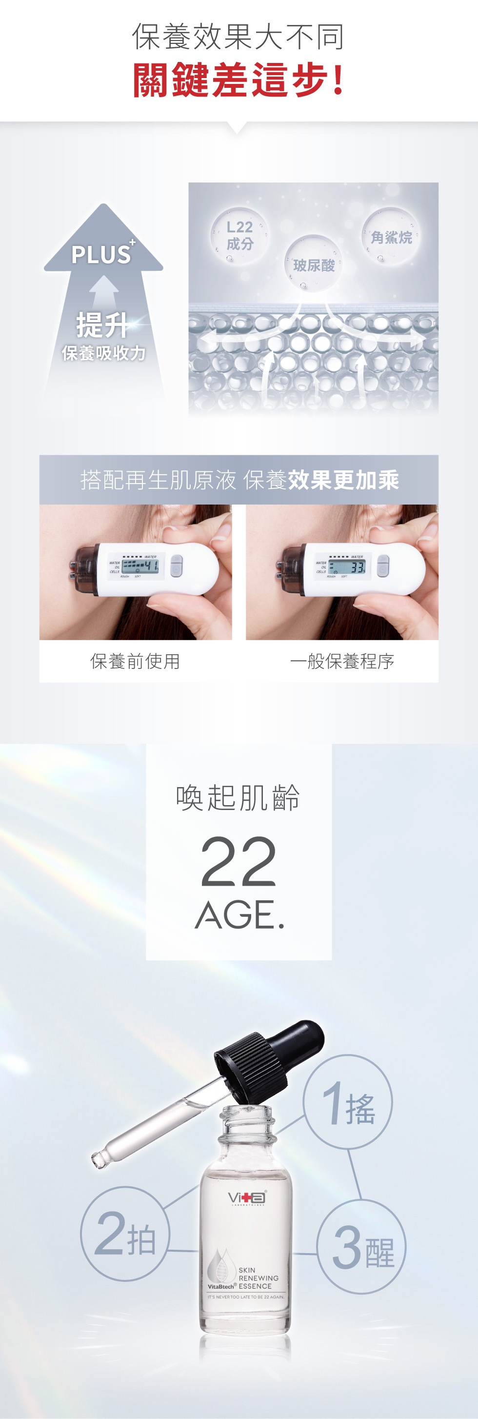 essence 薇佳再生肌原液 保養效果大不同 關鍵差這步 提升保養吸收力 保養效果更加乘 1拍2搖3醒