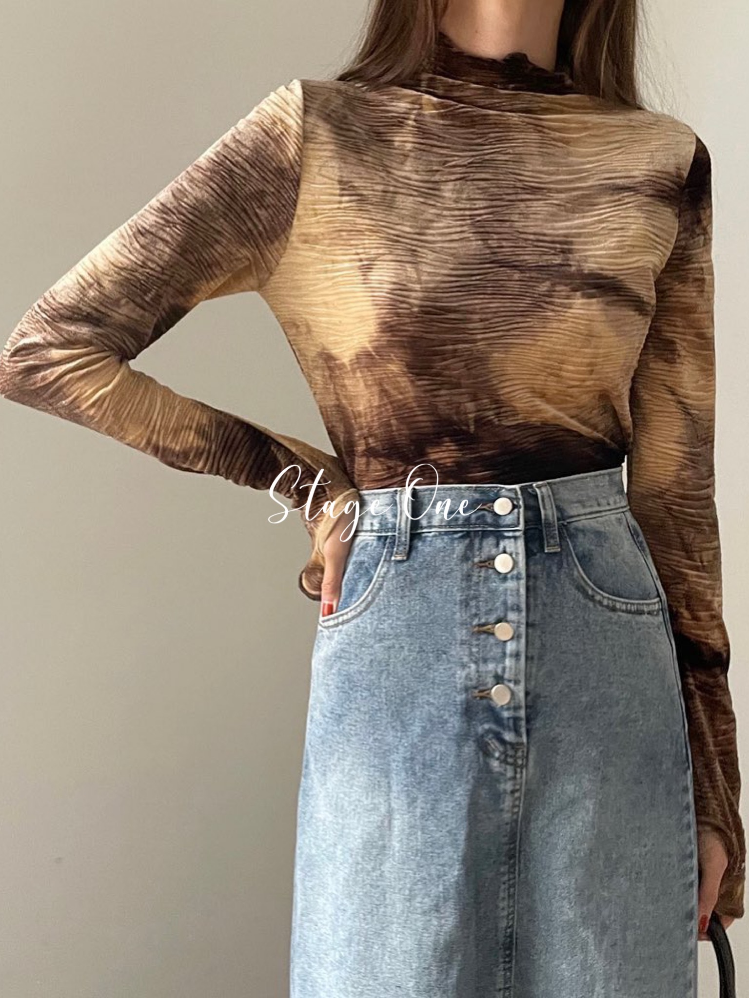 韓國製🇰🇷TP2228 暈染絲絨上衣 (2色)