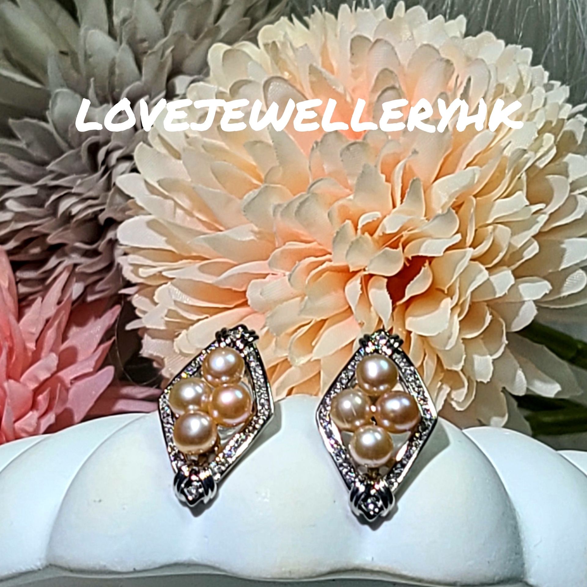 橙色珍珠耳環EP005U