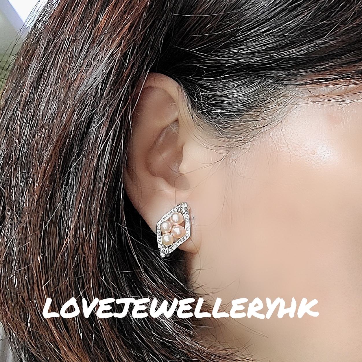 橙色珍珠耳環EP005U