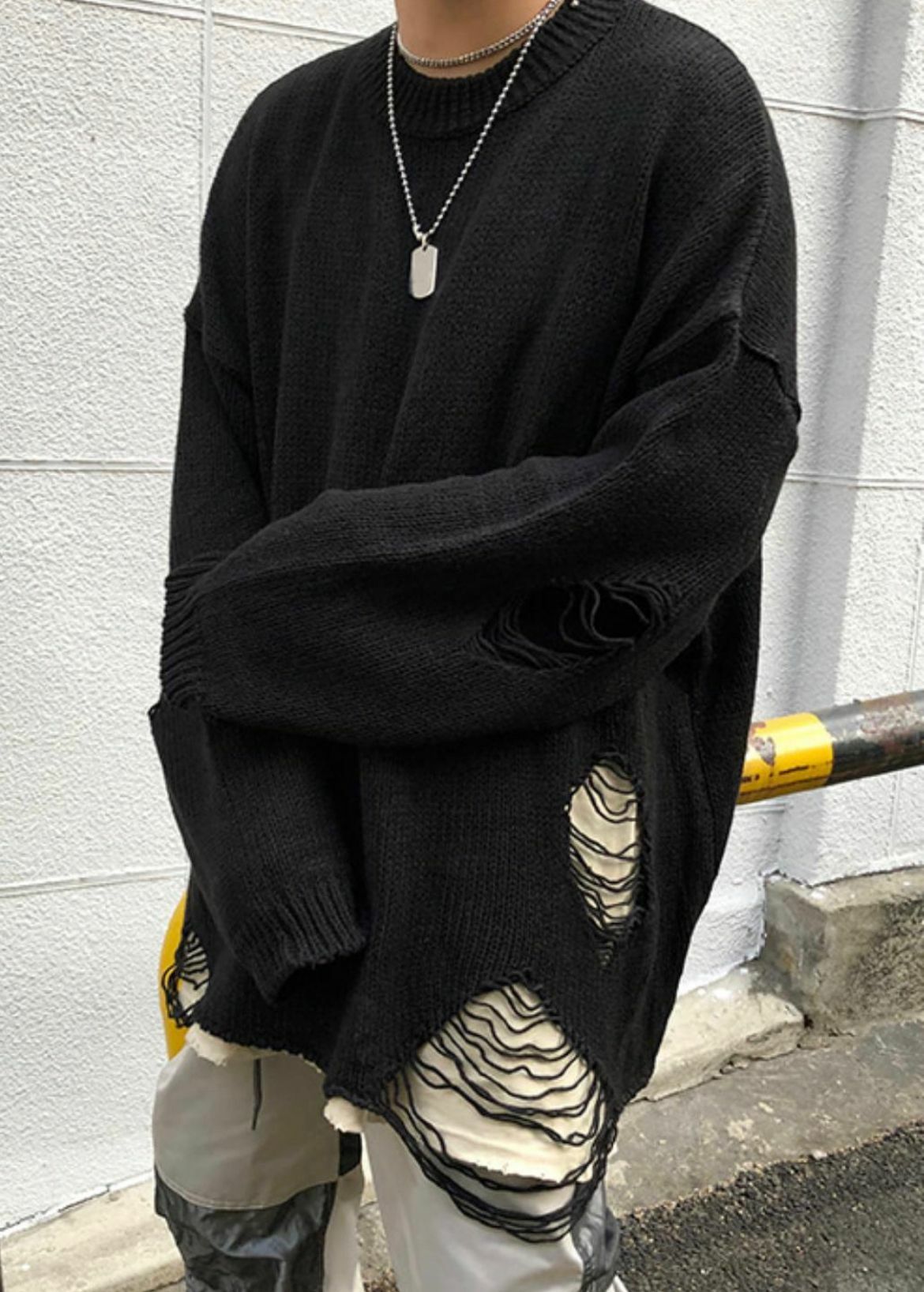 破洞針織衫 T2127