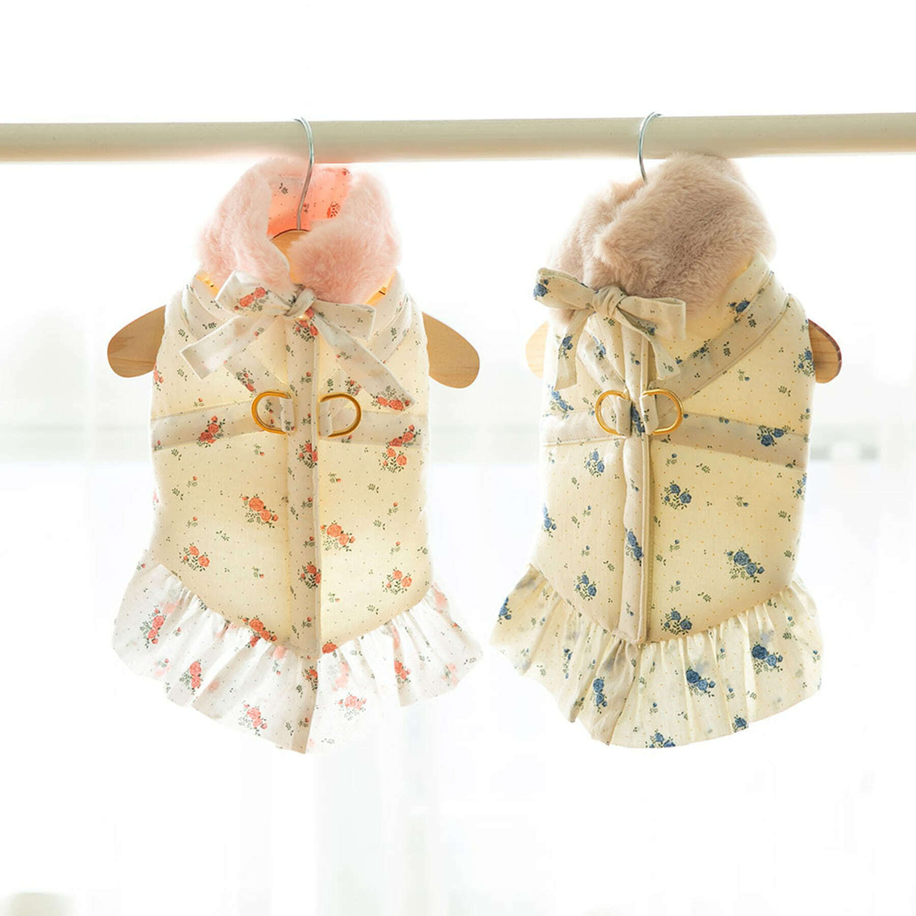 Augusmon 冬日小花毛毛領胸背組