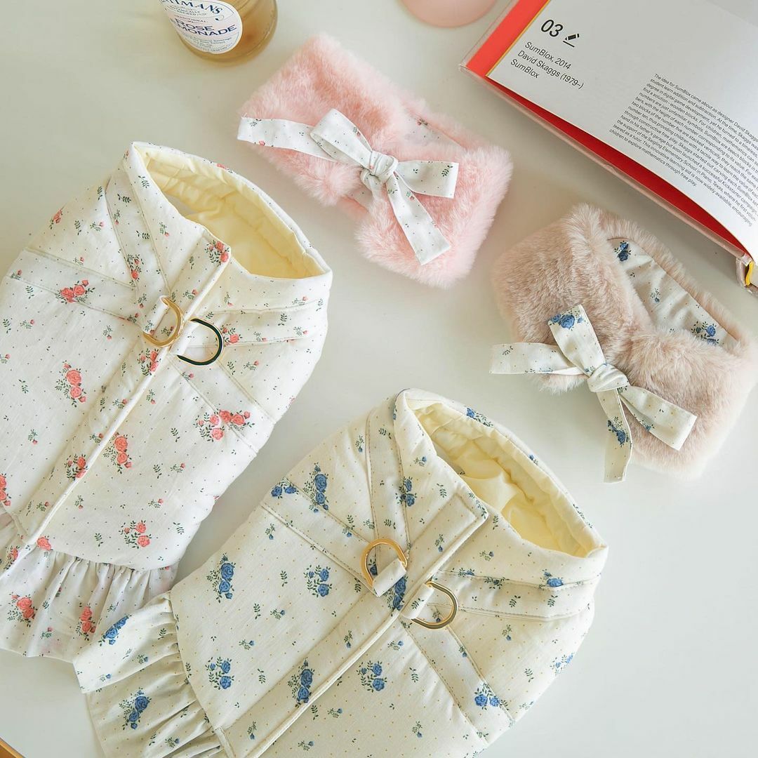 Augusmon 冬日小花毛毛領胸背組