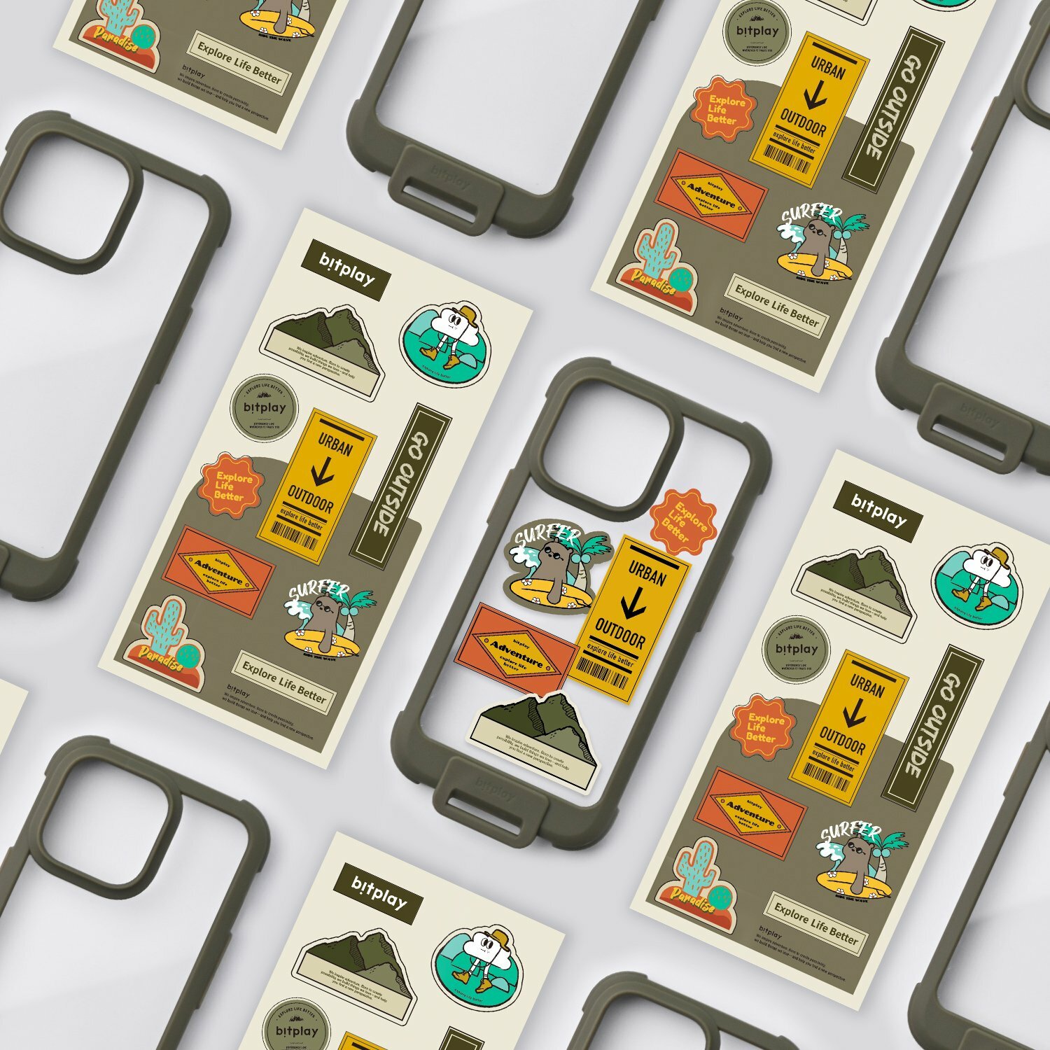 【 bitplay | Wander Case 隨行殼 iPhone 13 系列 (附贈貼紙 戶外款) - 卡其綠 】