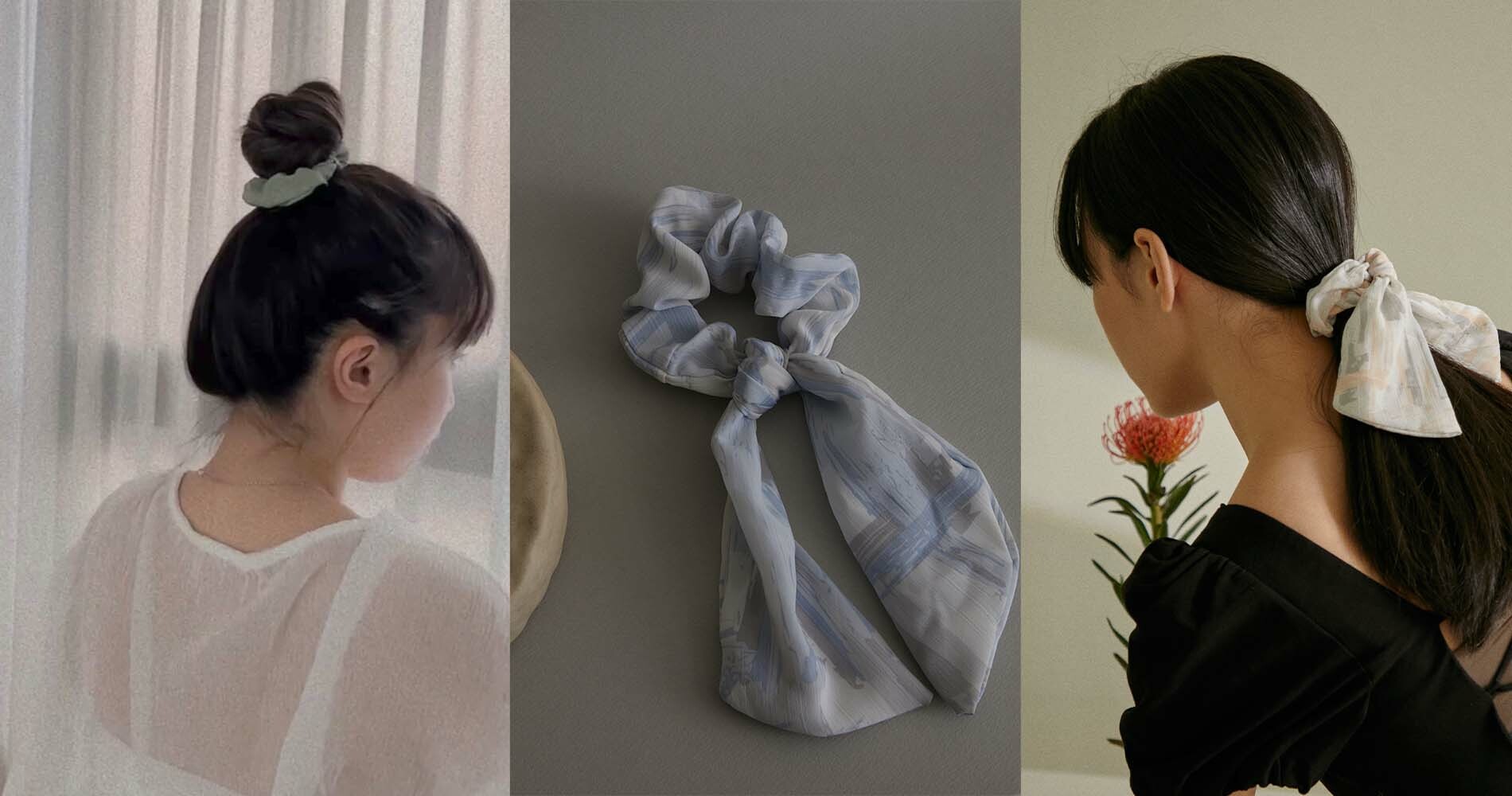 髮帶穿搭造型 髮帶變化怎麼綁 經典大腸髮圈