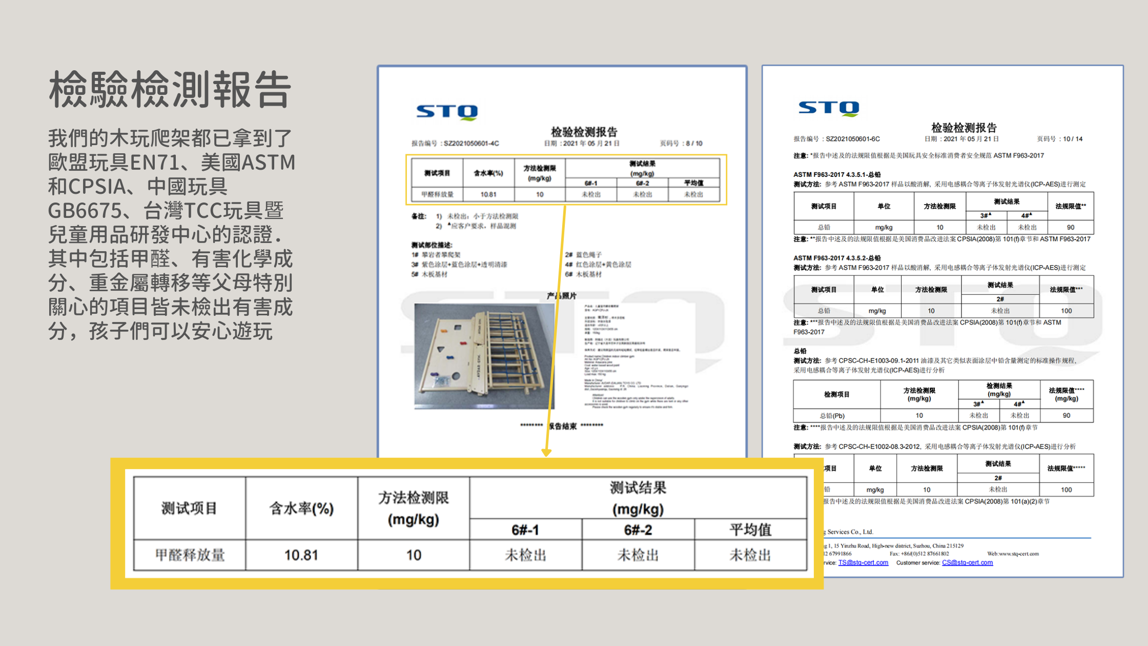 AVDAR Gym兒童攀爬架通過認證．有害成分如甲醛、重金屬轉移等項目皆未檢出，孩子可以安心遊玩