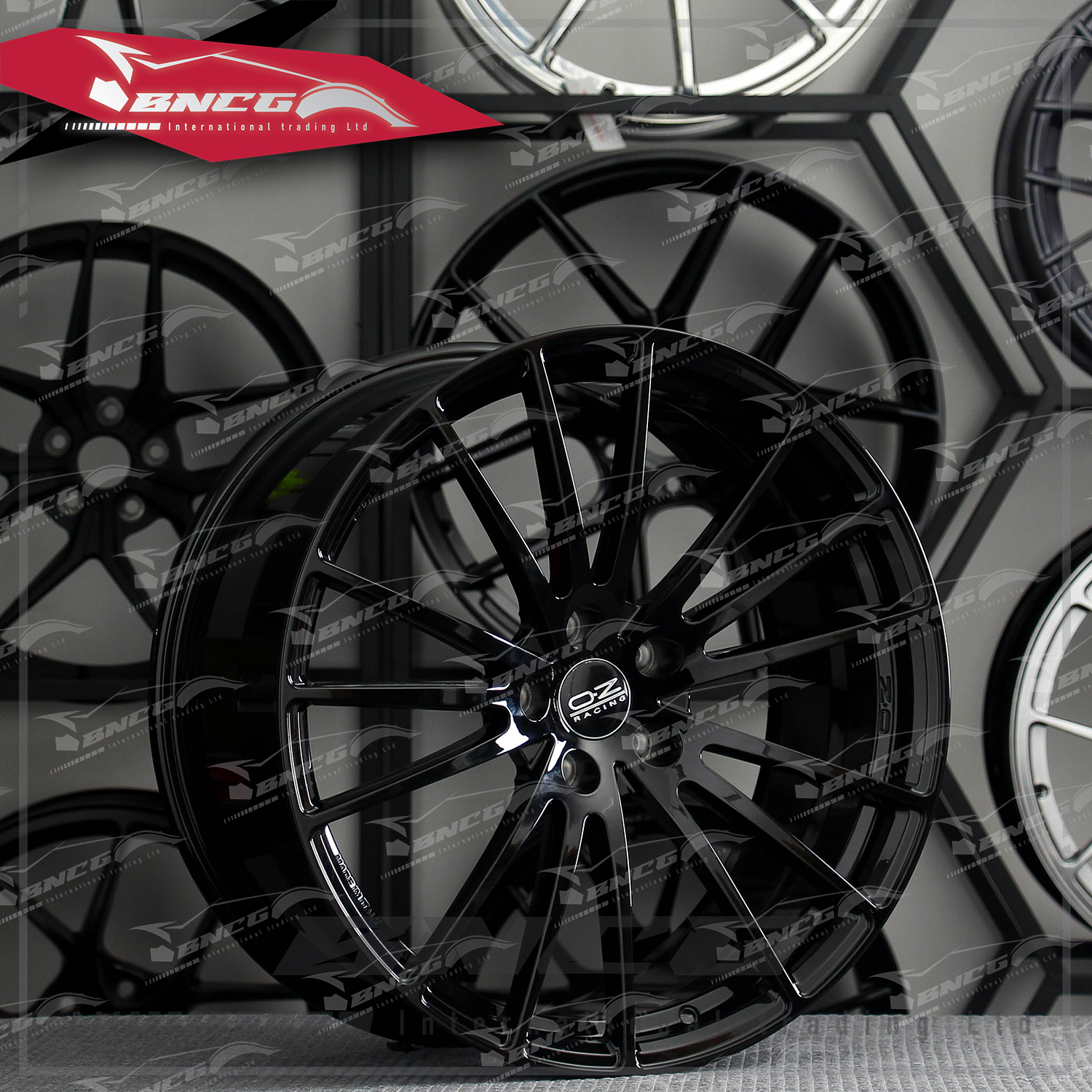 單片式 萬噸鍛造工藝輪圈 OZ Racing 亮黑套色工藝 品牌訂製鋁圈 改裝 高強度 輕量化 客製化 訂製鋁圈