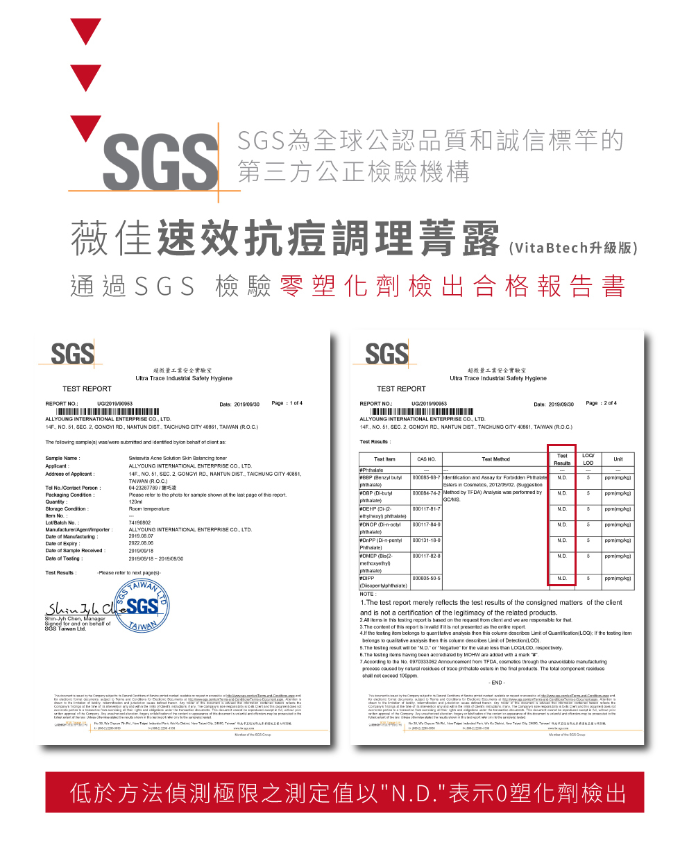 acne toner 薇佳抗痘調理菁露 通過SGS檢驗 零塑化劑檢出 合格