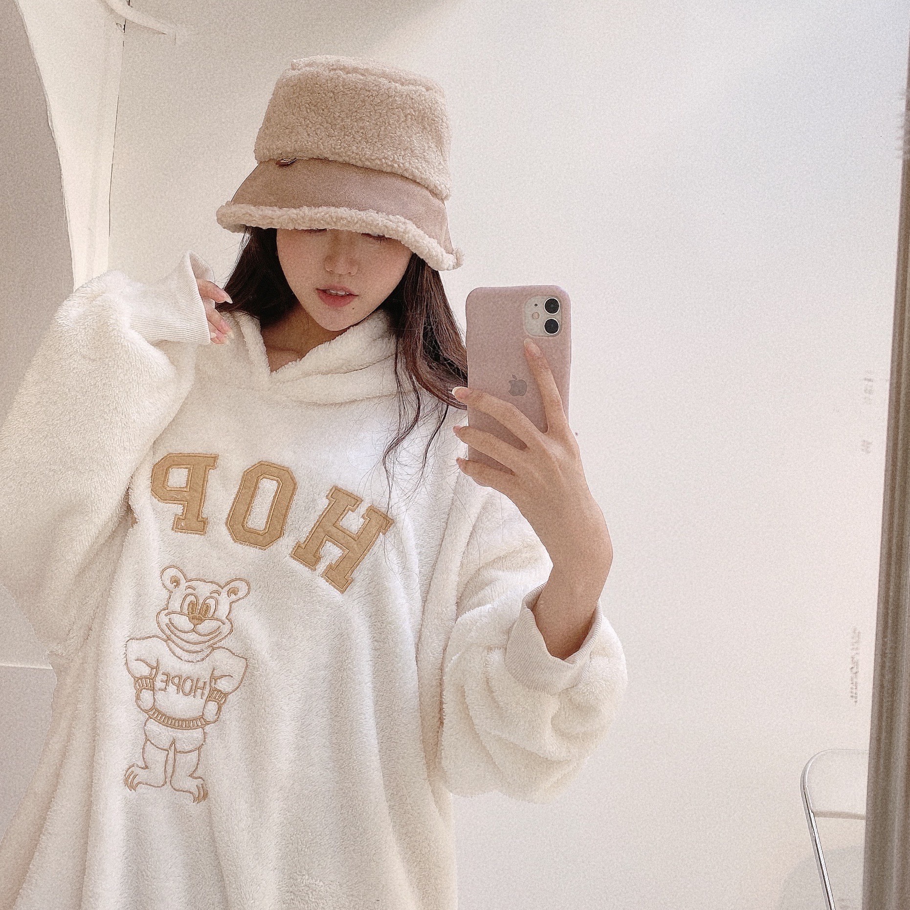 小標QQ羊羔毛漁夫帽/二色