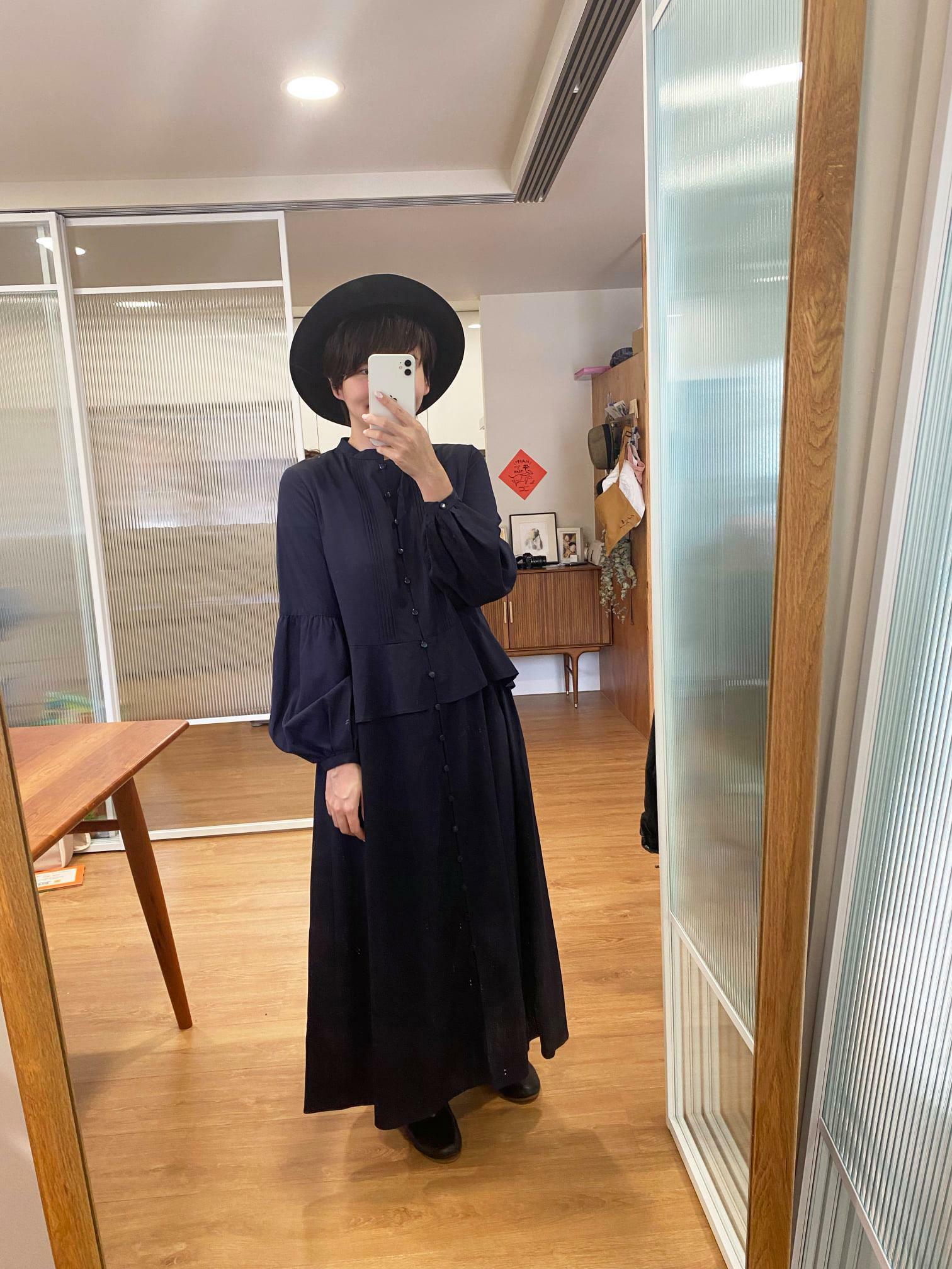 微透光羽長袖洋裝-極光之夜