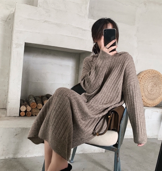 ᴷᴼᴿᴱᴬ 🇰🇷 <現貨 >熱銷王！寬鬆連帽針織洋裝 (三色)