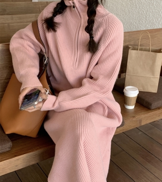 ᴷᴼᴿᴱᴬ 🇰🇷 韓國寬鬆中長款長袖毛衣連身裙 (五色)