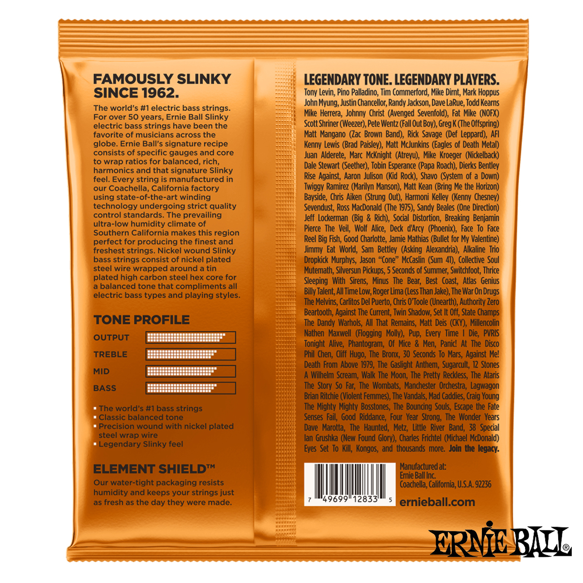 Ernie Ball 2833 Hybrid Slinky 鎳纏繞 45/105 電貝斯弦