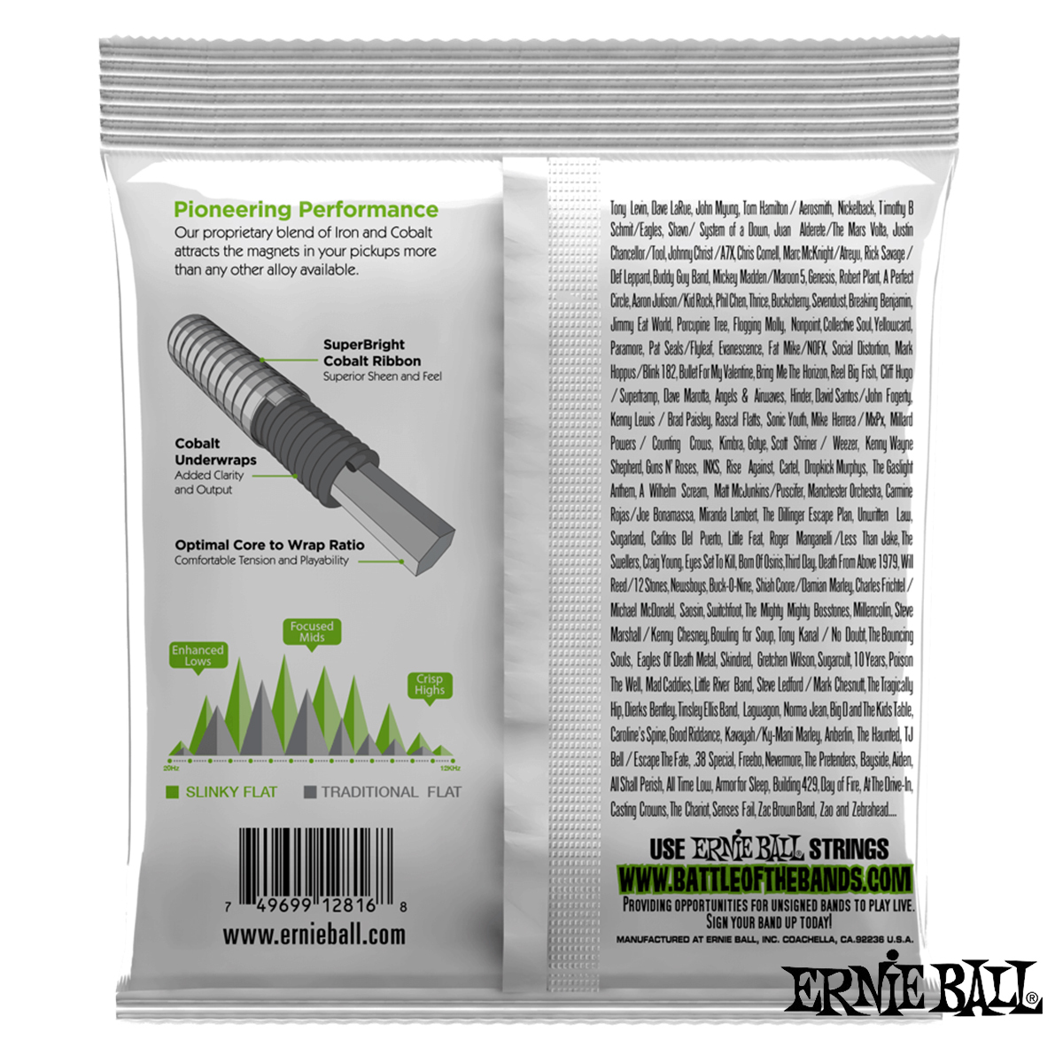 Ernie Ball 2816 Flatwound (45-130) 平滑弦/鈷纏繞平滑/電貝斯/5弦