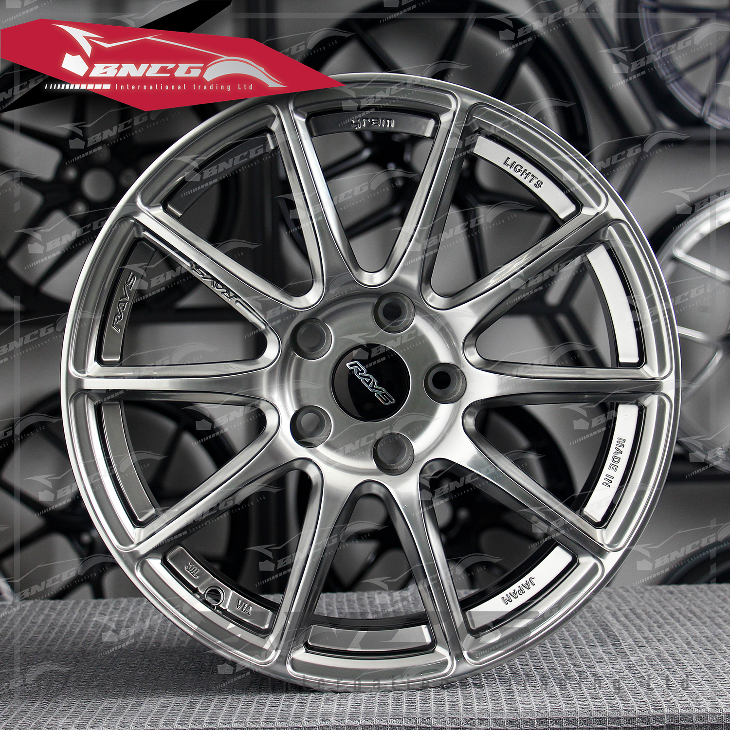 單片式 萬噸鍛造工藝輪圈 RAYS 條輻式 亮銀套色工藝 品牌訂製鋁圈 改裝 高強度 輕量化 客製化 訂製鋁圈