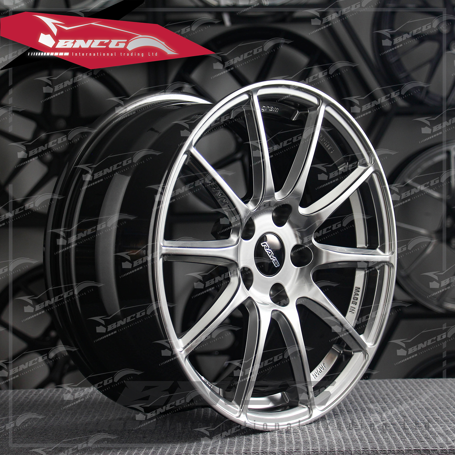 單片式 萬噸鍛造工藝輪圈 RAYS 條輻式 亮銀套色工藝 品牌訂製鋁圈 改裝 高強度 輕量化 客製化 訂製鋁圈