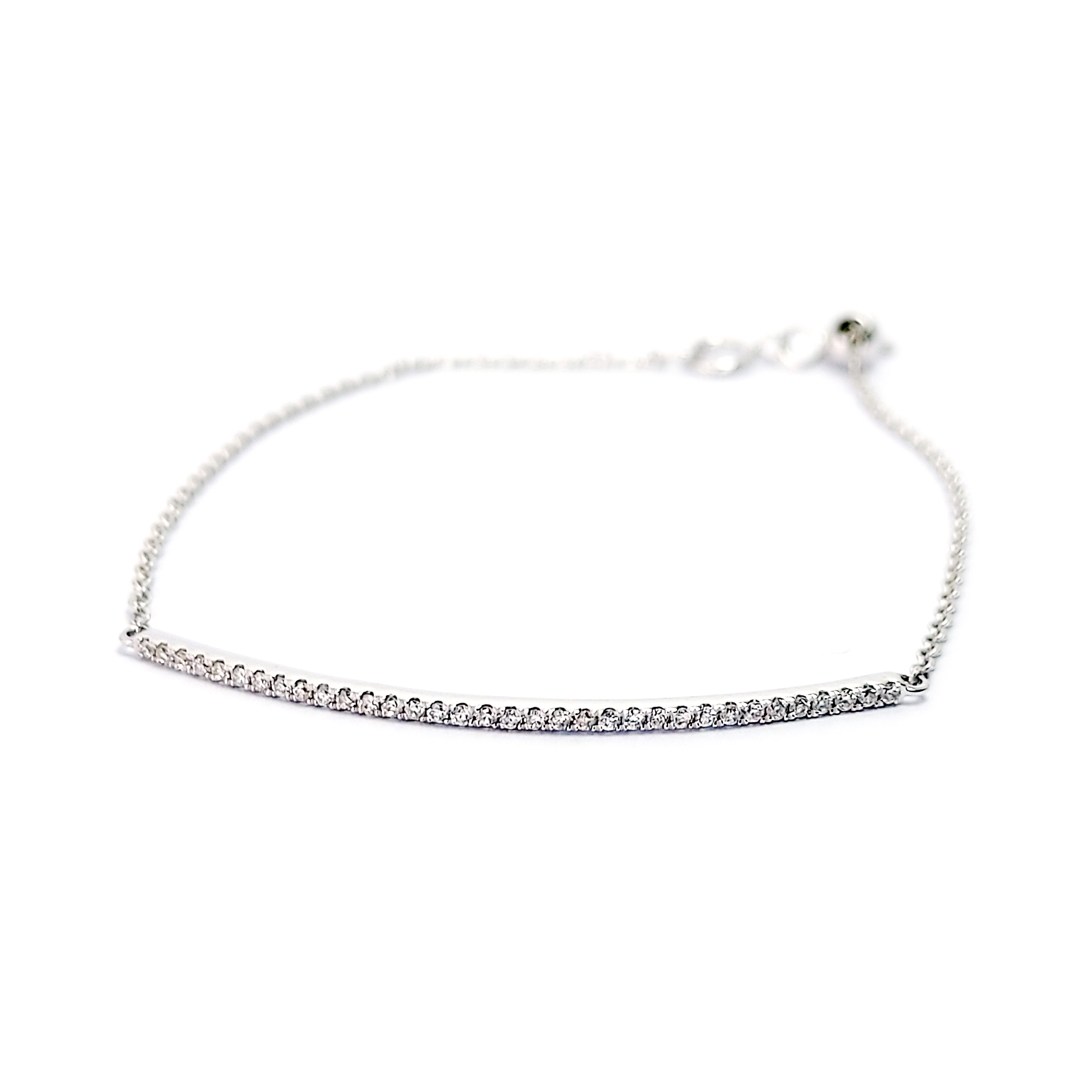 18K 白金天然鑽石手鏈