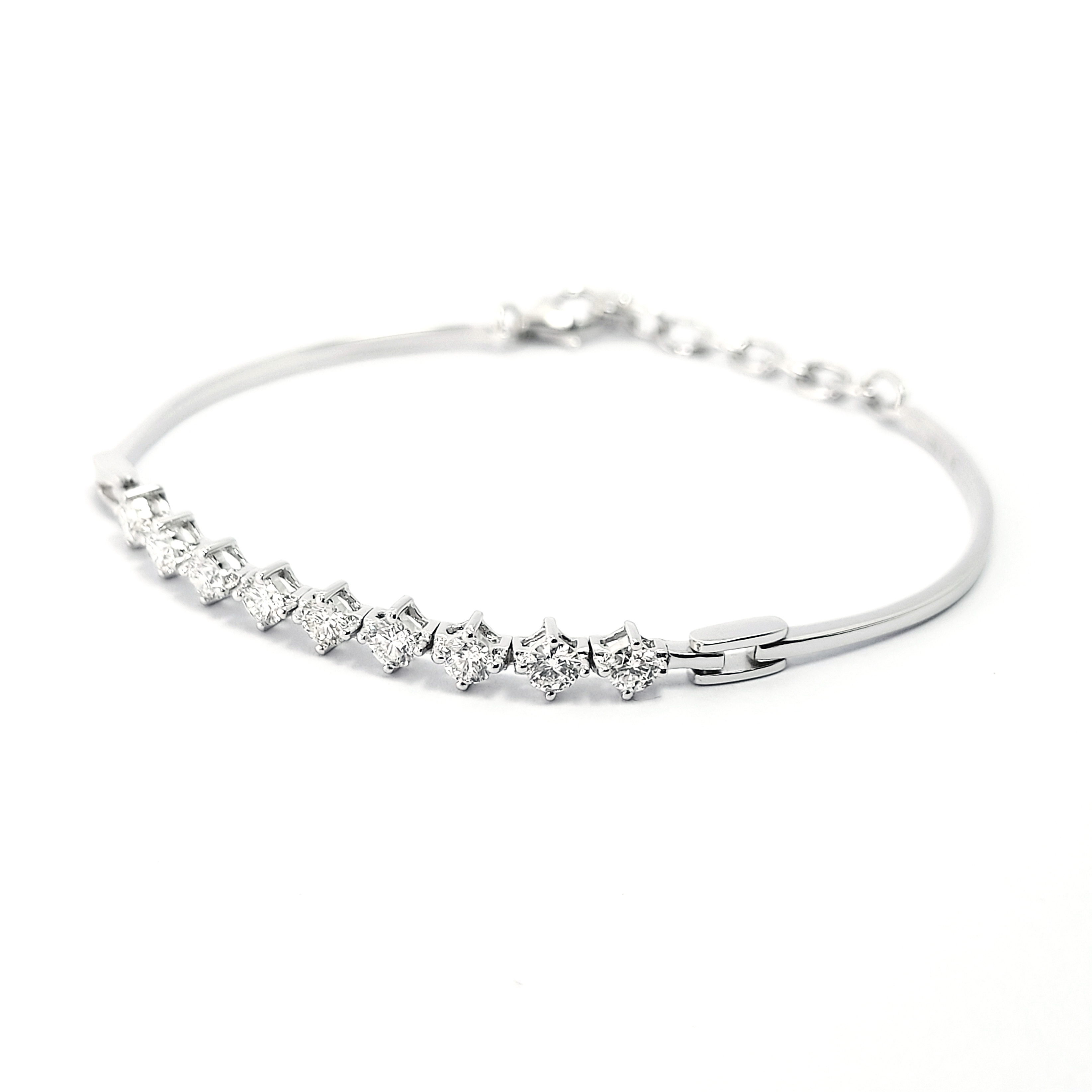 18K白金天然鑽石鏈鈪