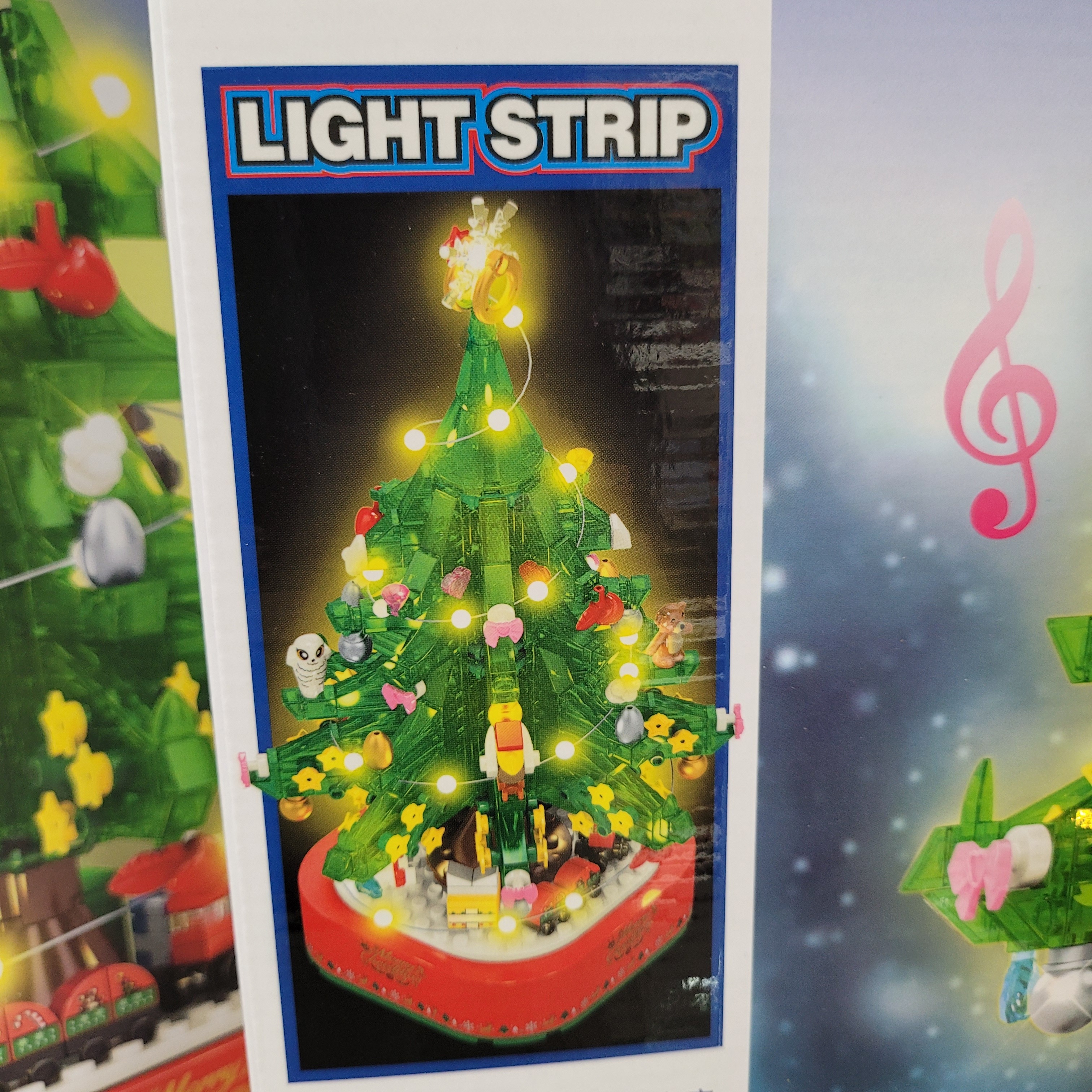 聖誕系列 立體音樂聖誕樹積木 (有齊轉動底盤+音樂盒+發光Led燈配件版)