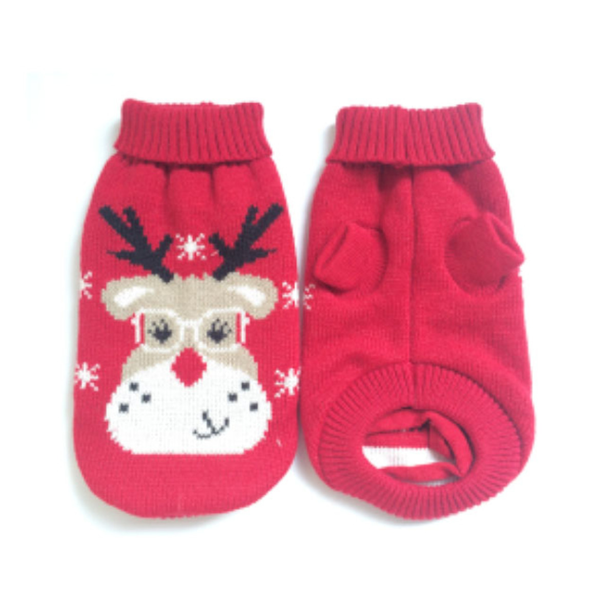 Petime #13 狗狗聖誕馴鹿保暖毛衣 #紅色 - [3尺寸]