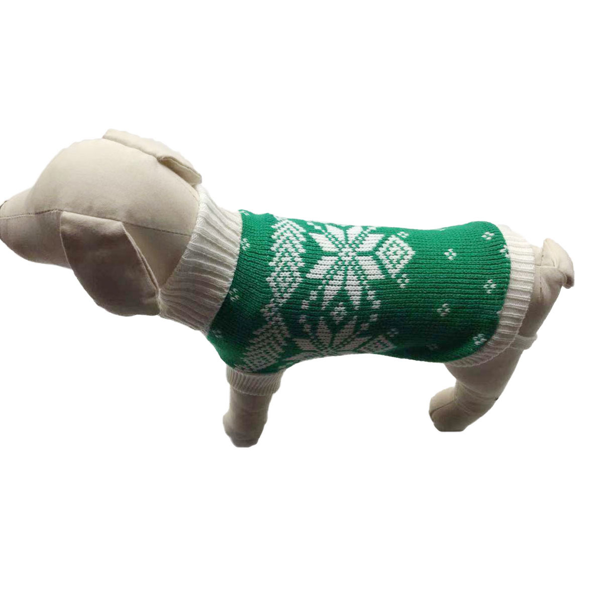Petime - #36 狗狗聖誕圖案保暖毛衣 #綠＆白色 - [3 尺寸]
