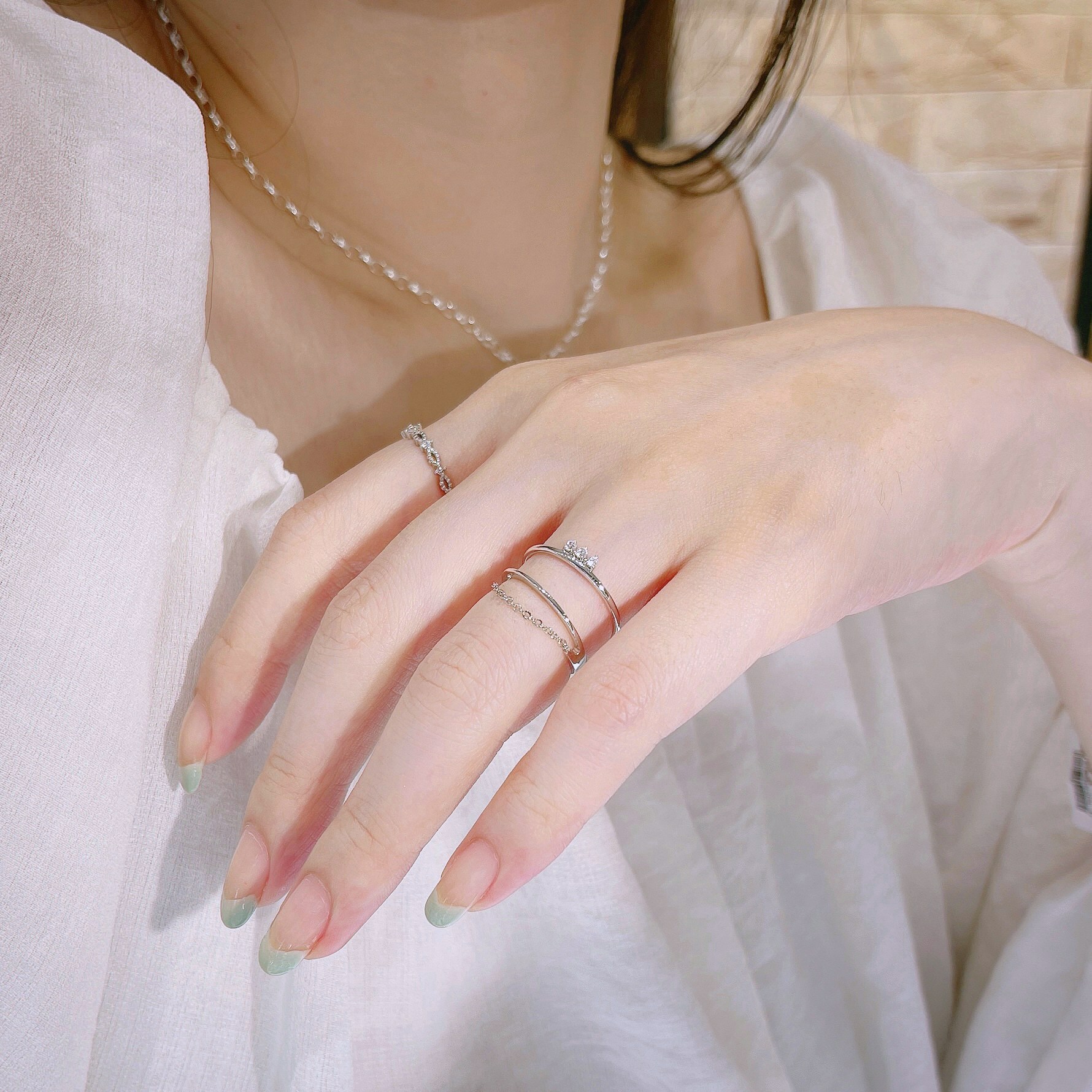 時髦雙層素圈鍊戒