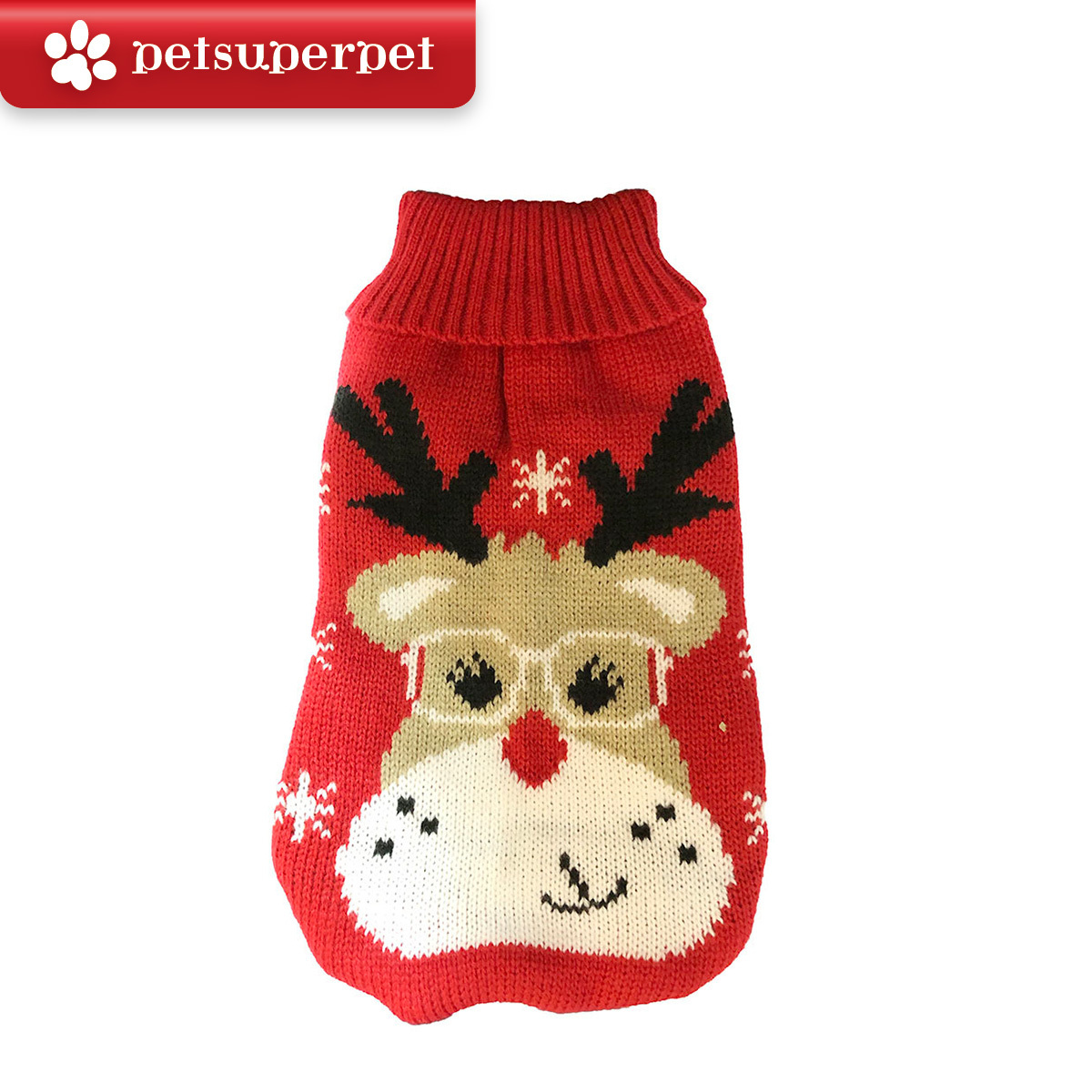 Petime #13 狗狗聖誕馴鹿保暖毛衣 #紅色 - [3尺寸]