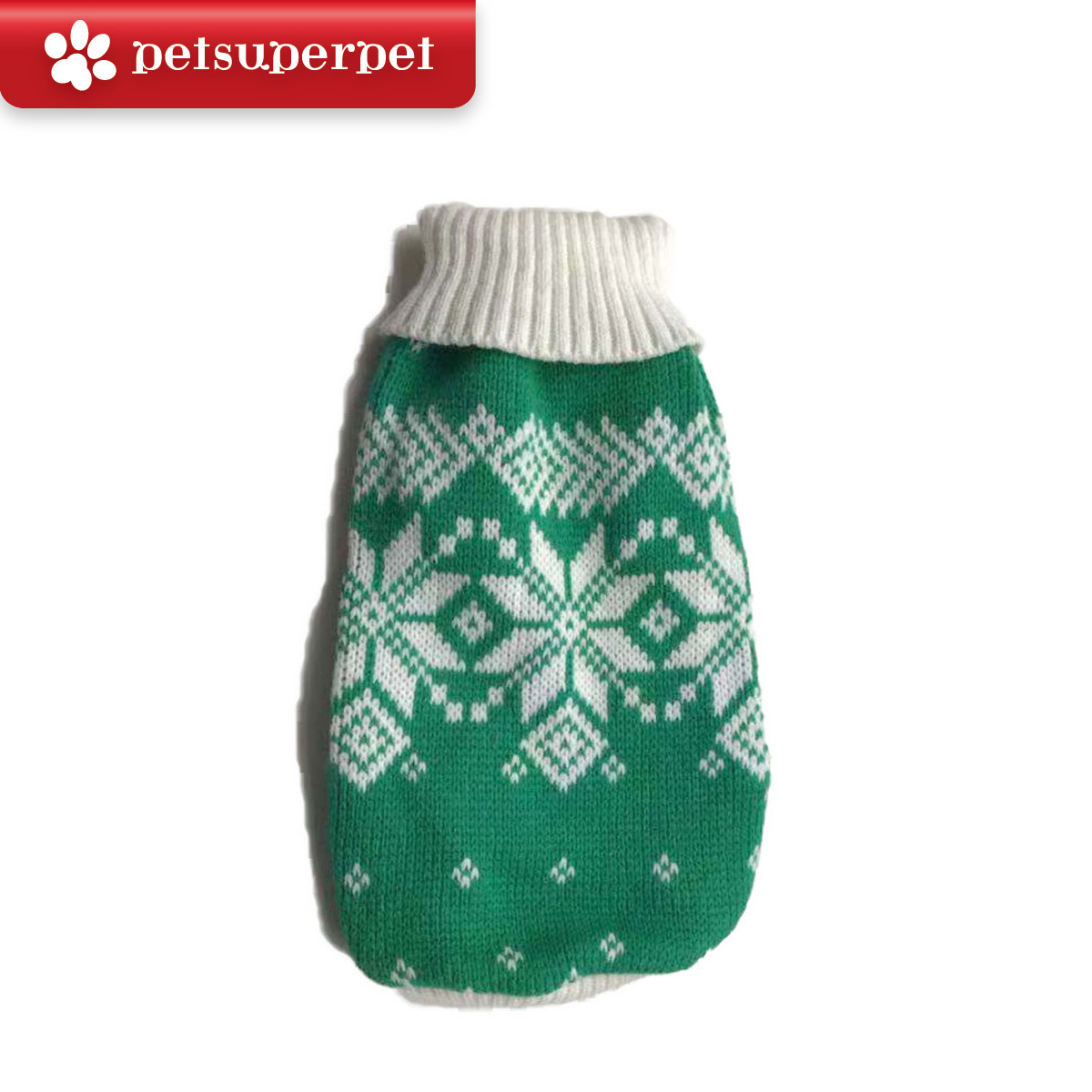 Petime - #36 狗狗聖誕圖案保暖毛衣 #綠＆白色 - [3 尺寸]