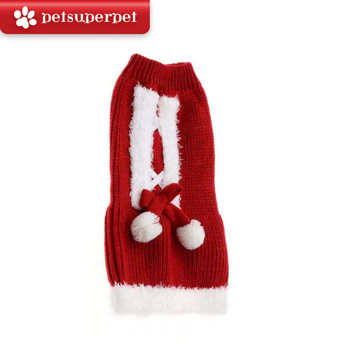 Petime - #49 狗狗聖誕保暖毛衣 #紅色＆白色波波球 - [3 尺寸]