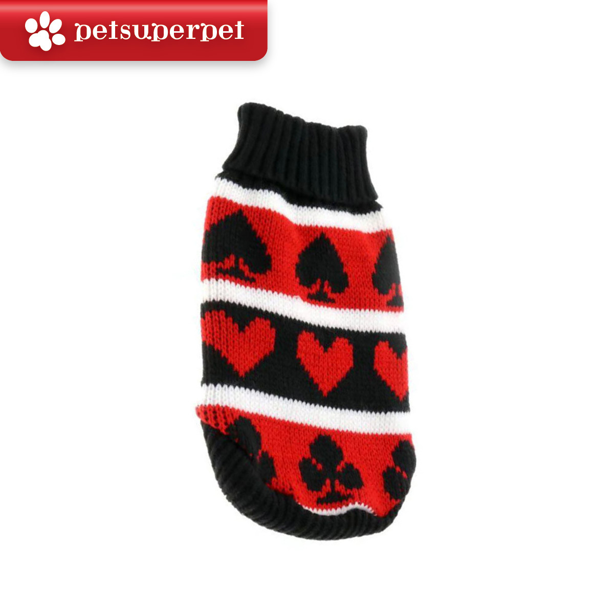 Petime #23 狗狗聖誕圖案保暖毛衣 #黑&紅&白色，撲克 [3尺寸]
