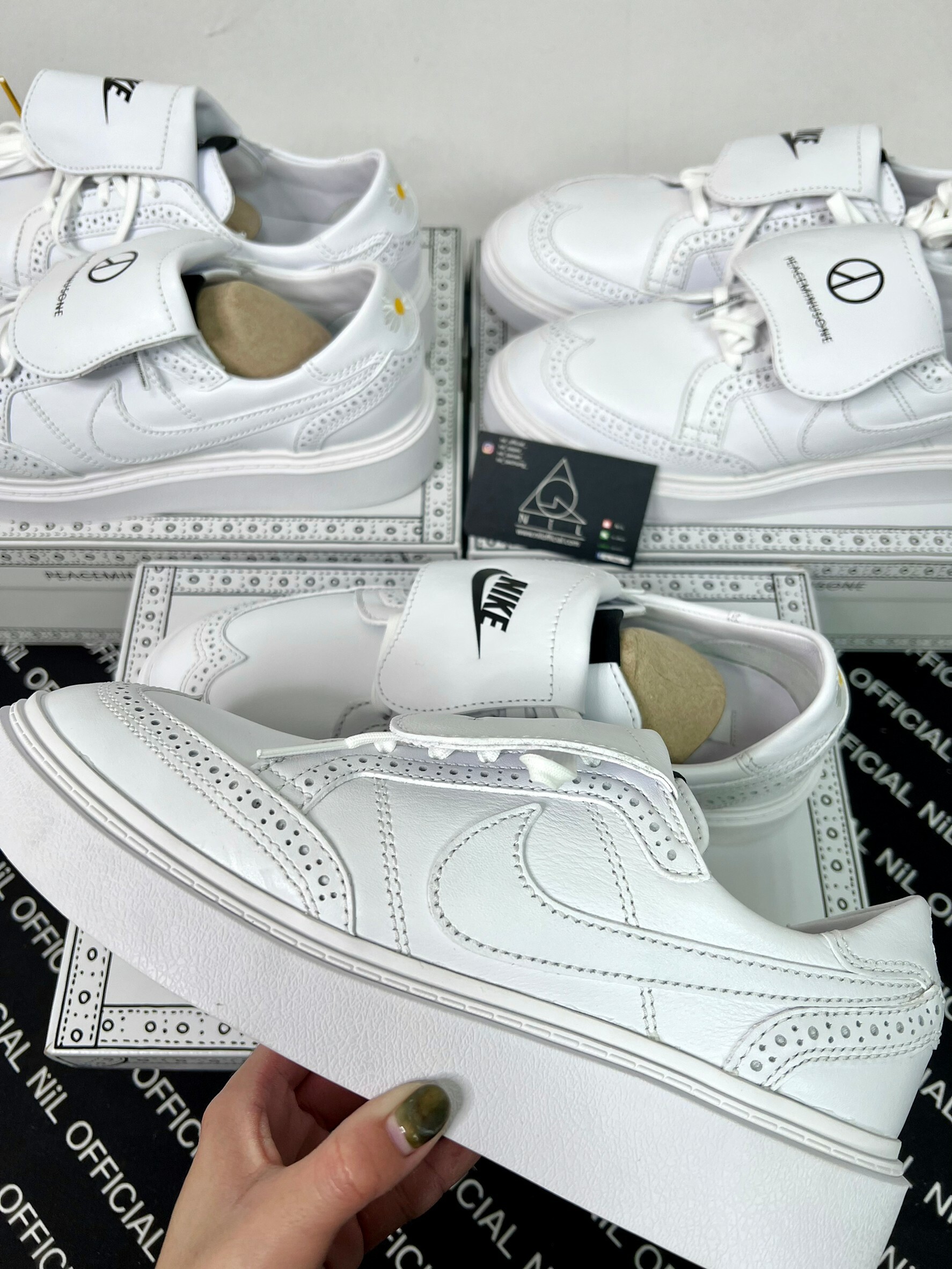 PEACEMINUSONE × NIKE KWONDO1 WHITE 聯名限定雕花鞋 GD 雛菊 小花 白鞋