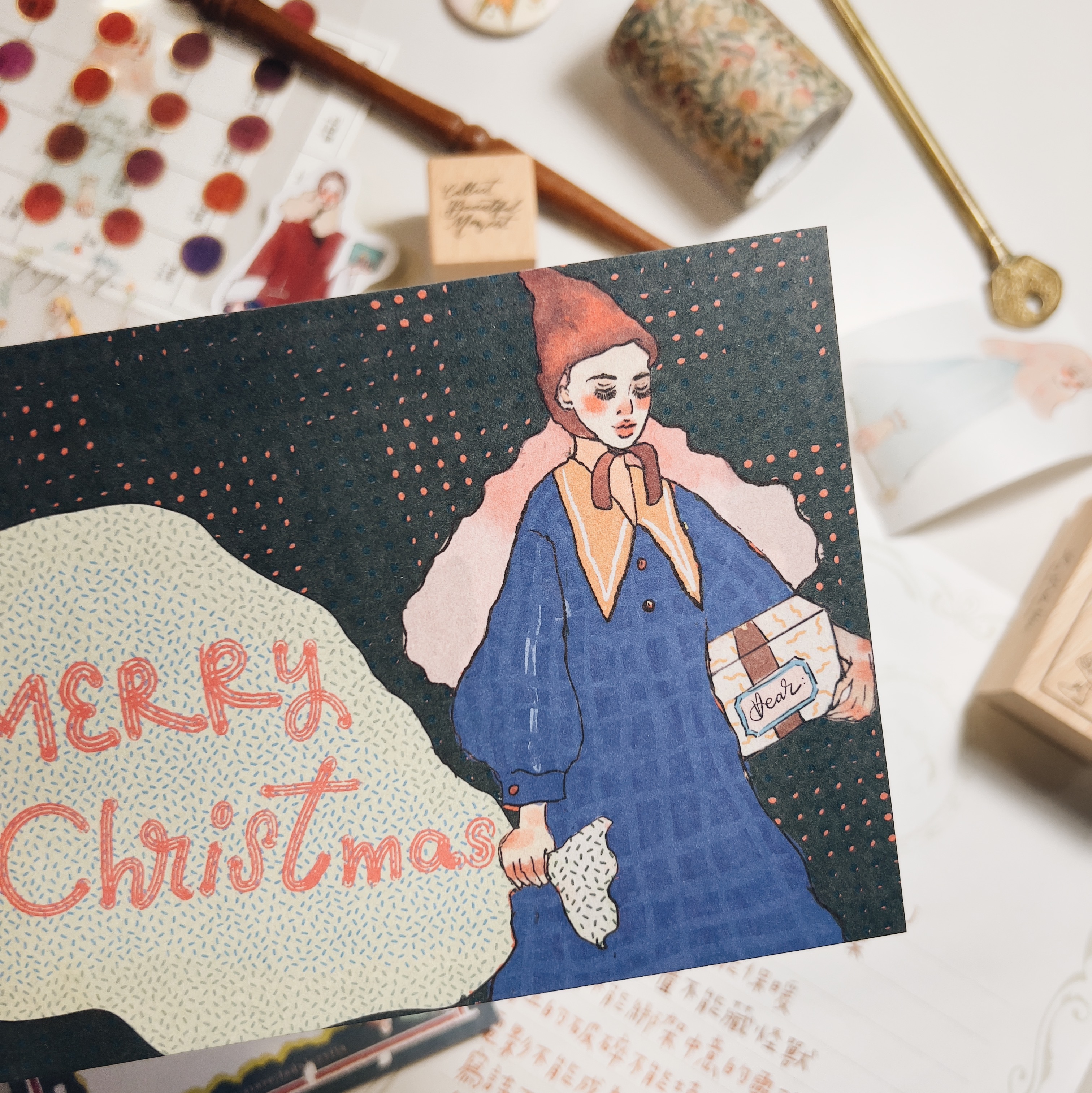 聖誕禮物女孩明信片｜甜蜜生活