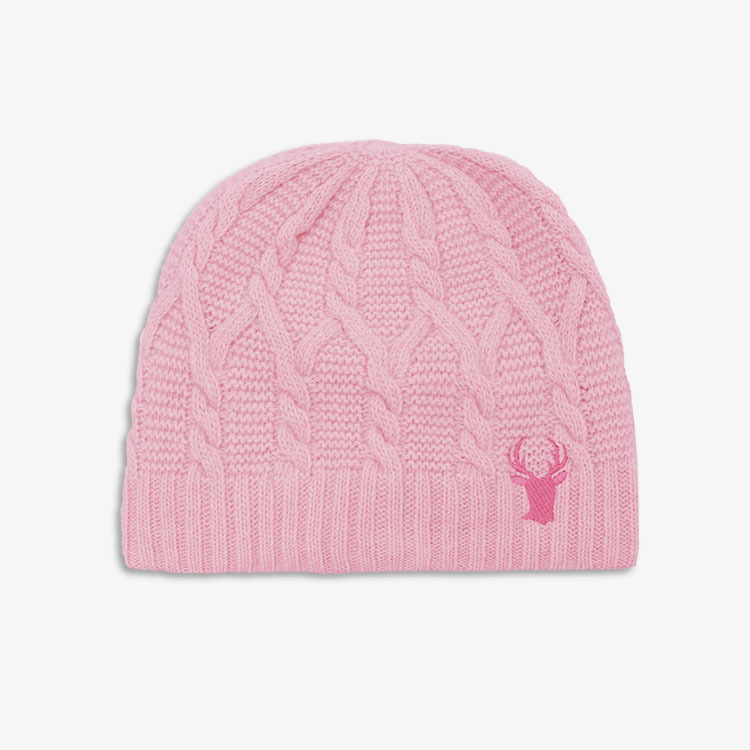 【肌暖】台灣製 兔羊毛麻花鹿頭刺繡雙層保暖圓帽丨H1513T