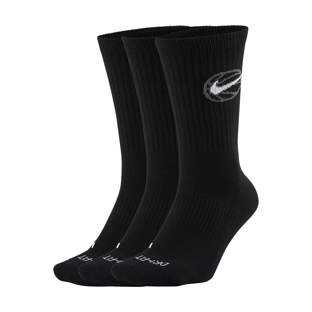 Nike Everyday Cushioned 黑白 三雙入 中筒 籃球襪 DA2123-010