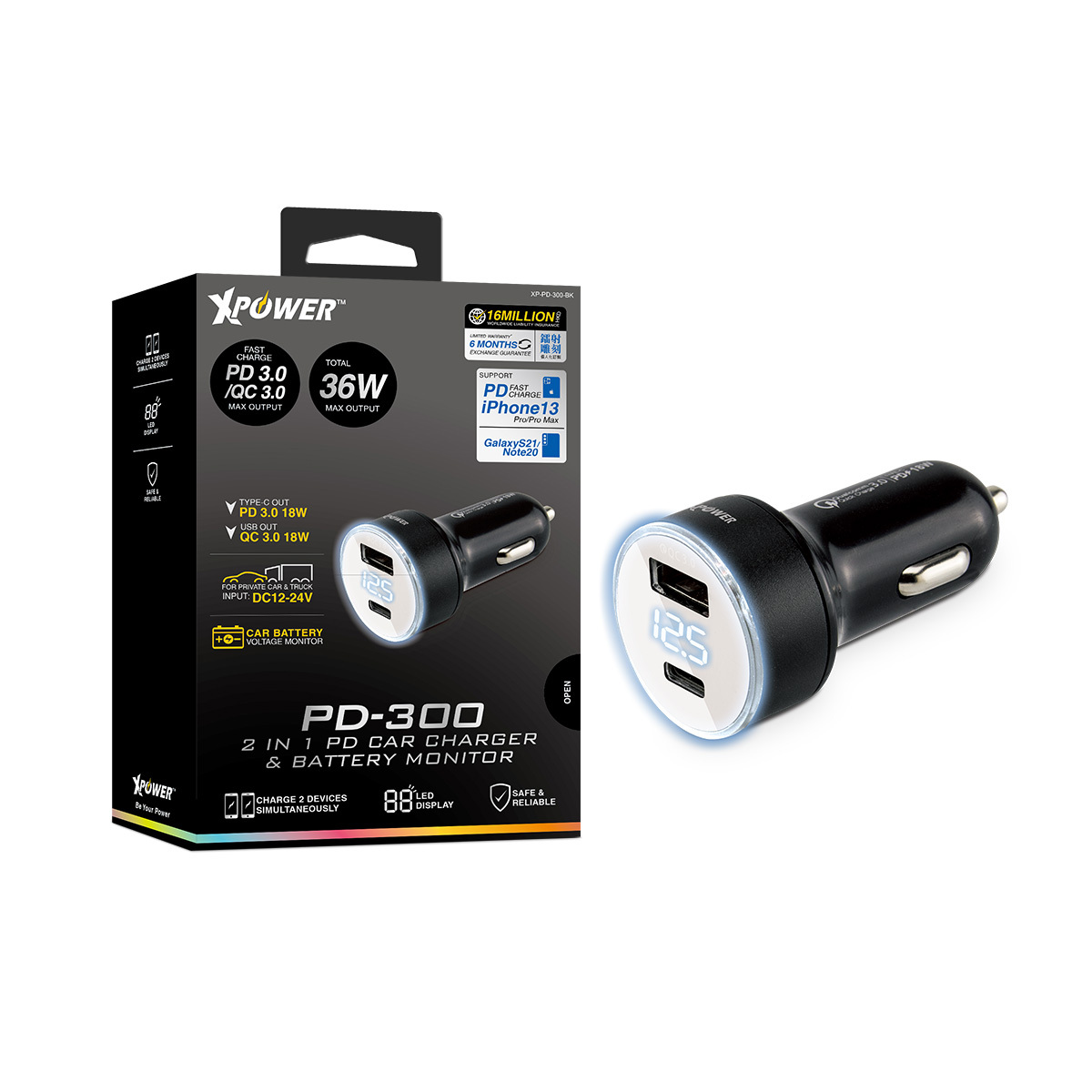 XPower PD-300/PD300 2 Port車用快速充電器