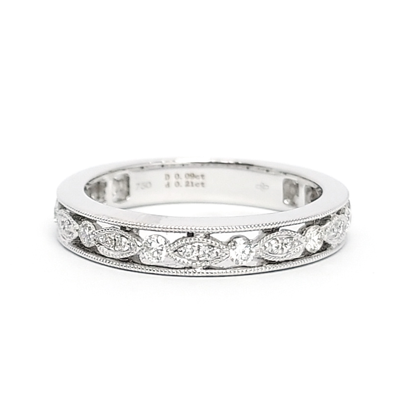 18K白金天然鑽石戒指