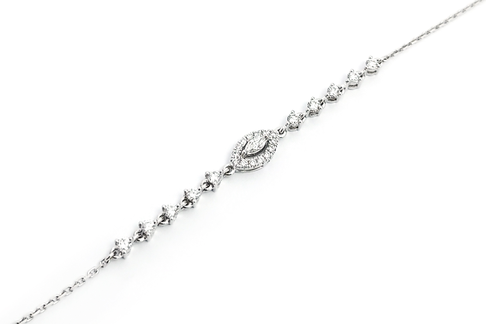 18K白金天然鑽石馬眼型手鏈