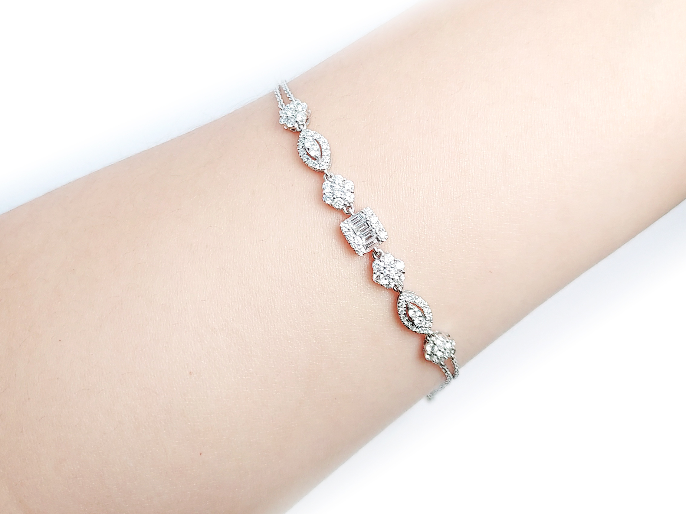 18K白金天然鑽石手鏈