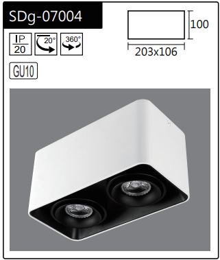 TED  SDg- 07004 盒仔燈  圓邊 孖頭 (白/黑/外白內黑)