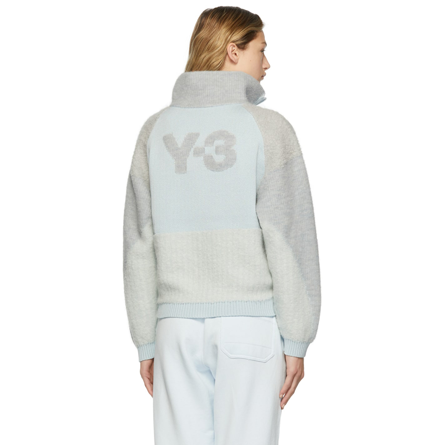 【 Y-3 CH2 W KNT SWT 頂級針織拉鍊毛衣 - 水藍 】