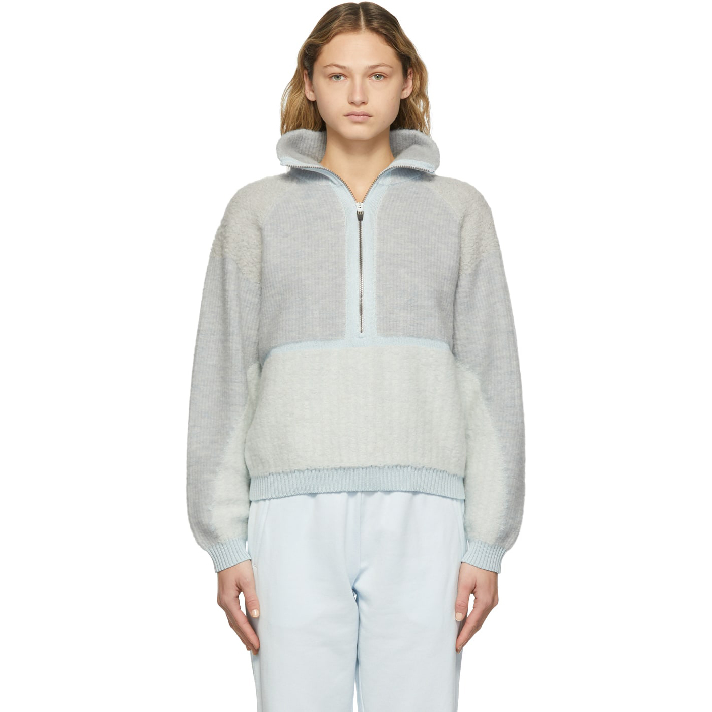 【 Y-3 CH2 W KNT SWT 頂級針織拉鍊毛衣 - 水藍 】