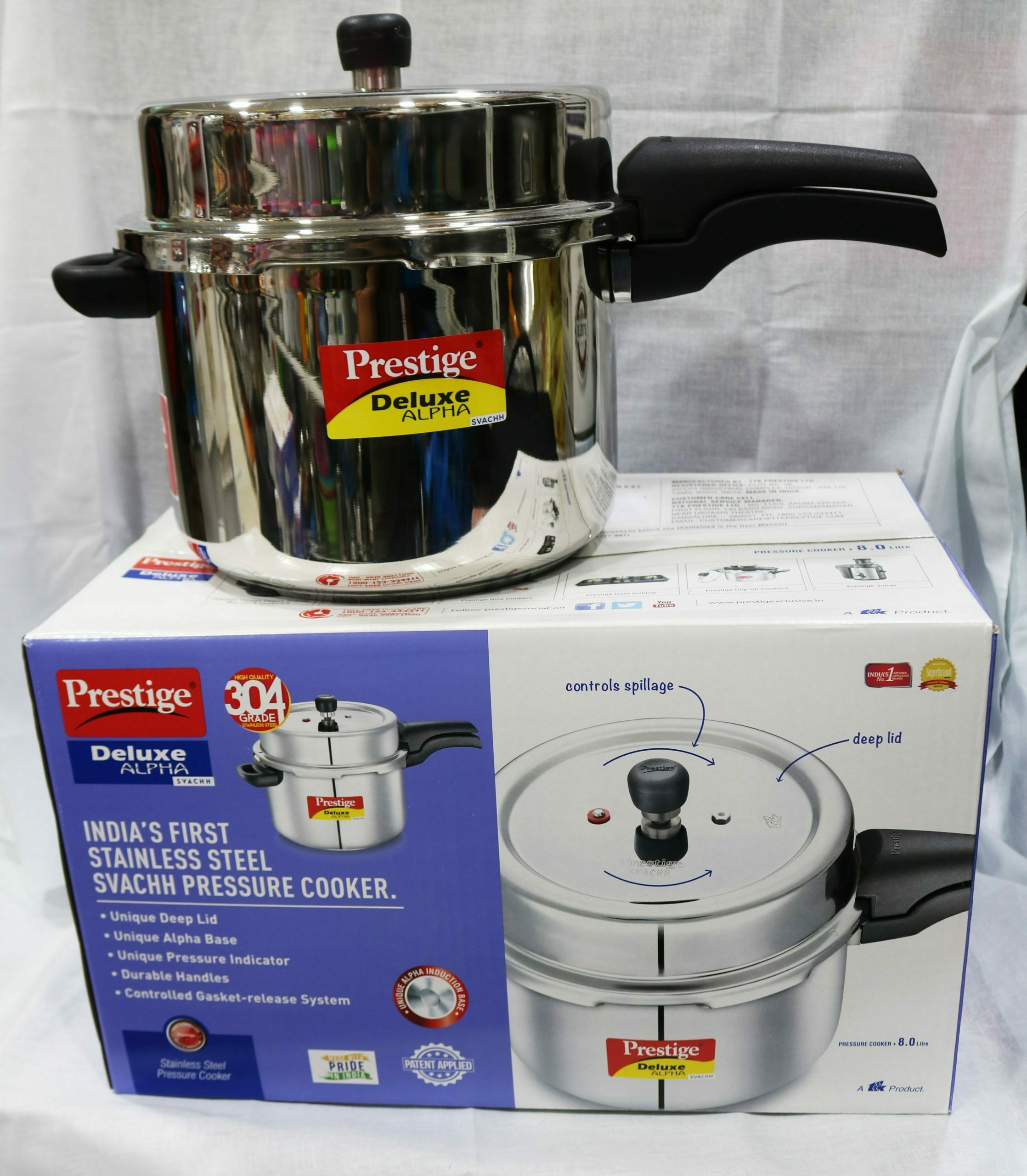 prestige 8 litre stainless steel pressure cooker