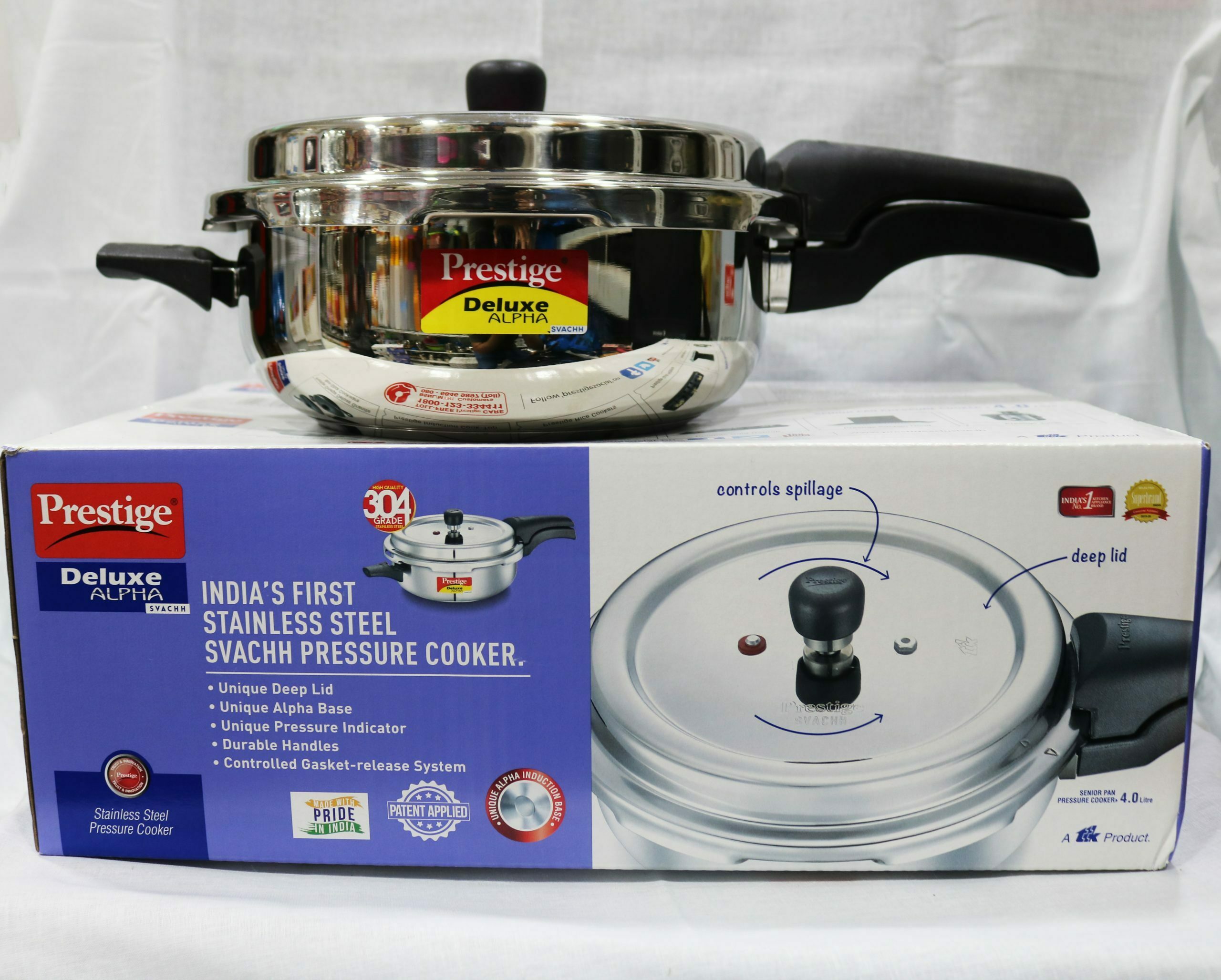 Prestige Deluxe Alpha 4ltr Steel Senior pan SVACHH